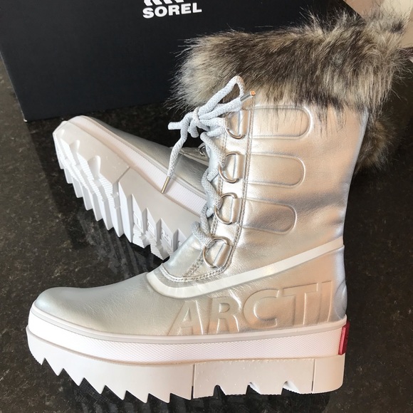 New Sorel Women's Joan of Arctic Next Boot, Waterproof Winter Boots, Silver, 8 - Picture 3 of 16